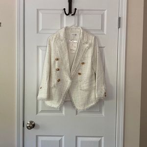 White tweed blazer
